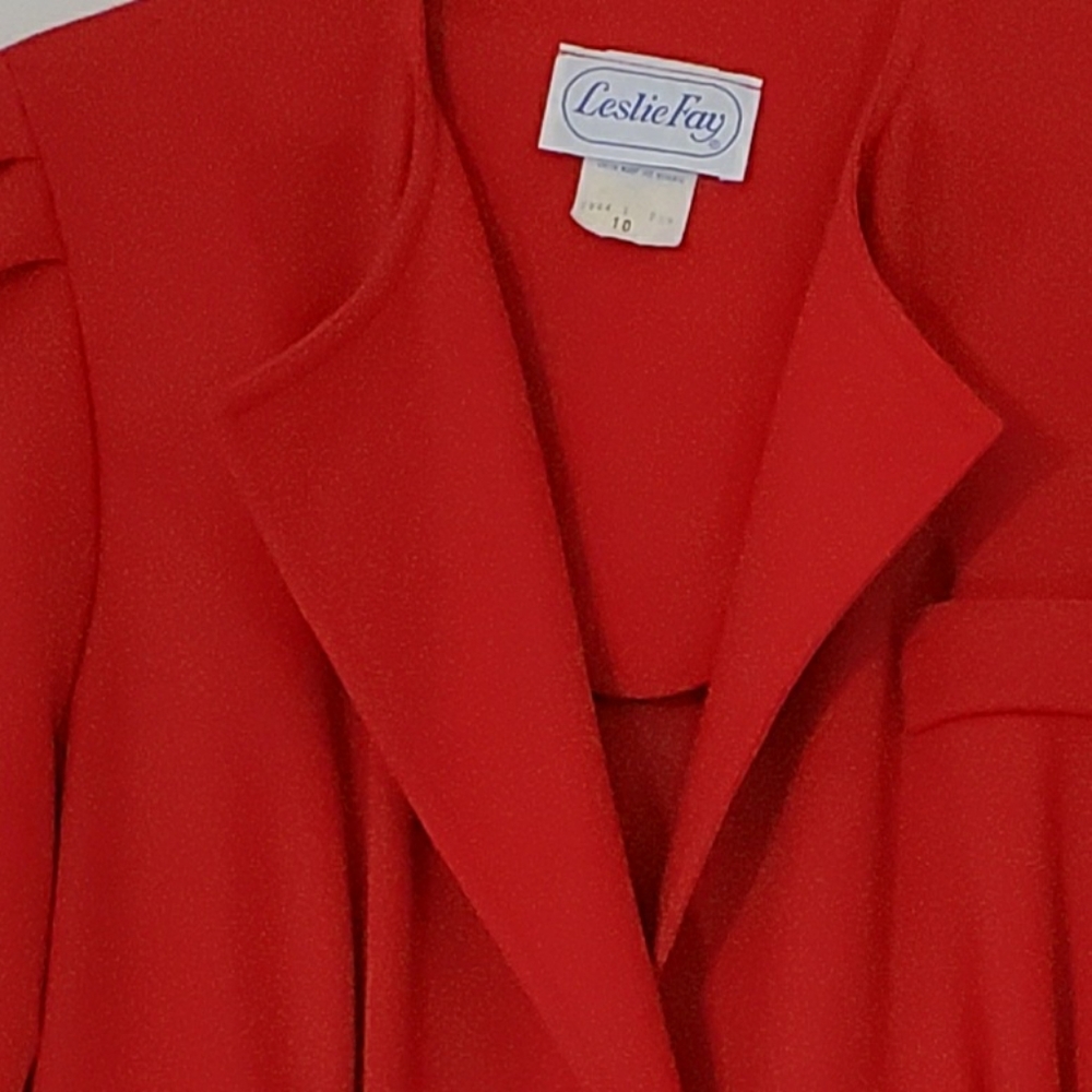 Vintage Leslie Fay Red Dress, Size10 - Picture 7 of 10